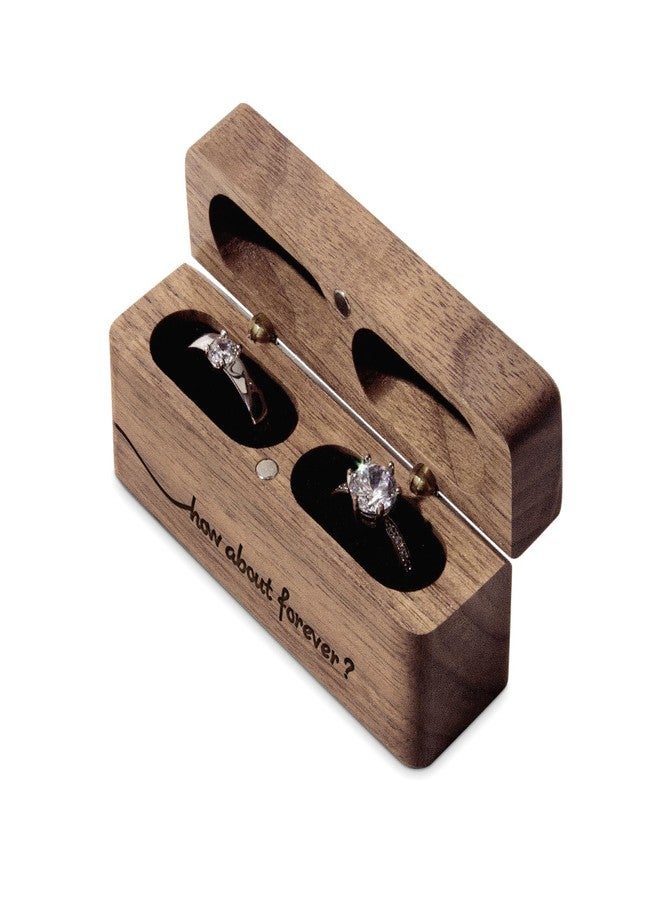Wislist Wooden Engraved Ring Box for Proposal Wedding Ceremony 2 Ring Holder Village Fashion Jewelry Box(How about forever) - Image 5